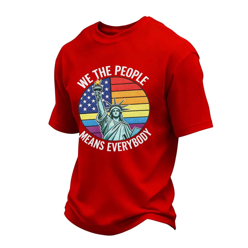 Men's Casual Short Sleeve Crew Neck T-Shirt Independence Day Graphic Print We The People Means Everybody Cotton Blend Top