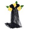 Halloween Gothic Flower Garland With Black Veils Hairband Cosplay Wedding Headpiece Costume Headwear Accessory