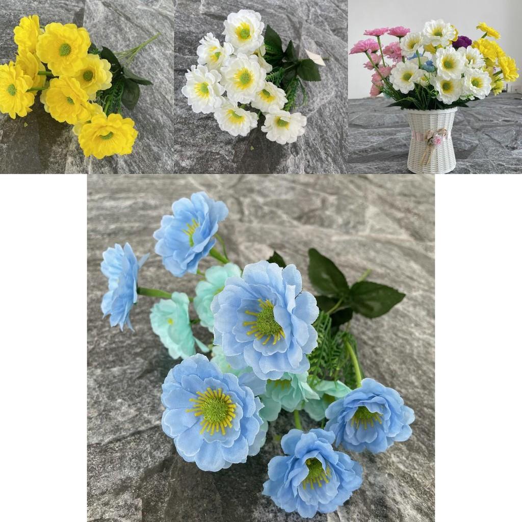Elegant Silk Daisy Artificial Flower For Living Room Table Centerpiece Styling