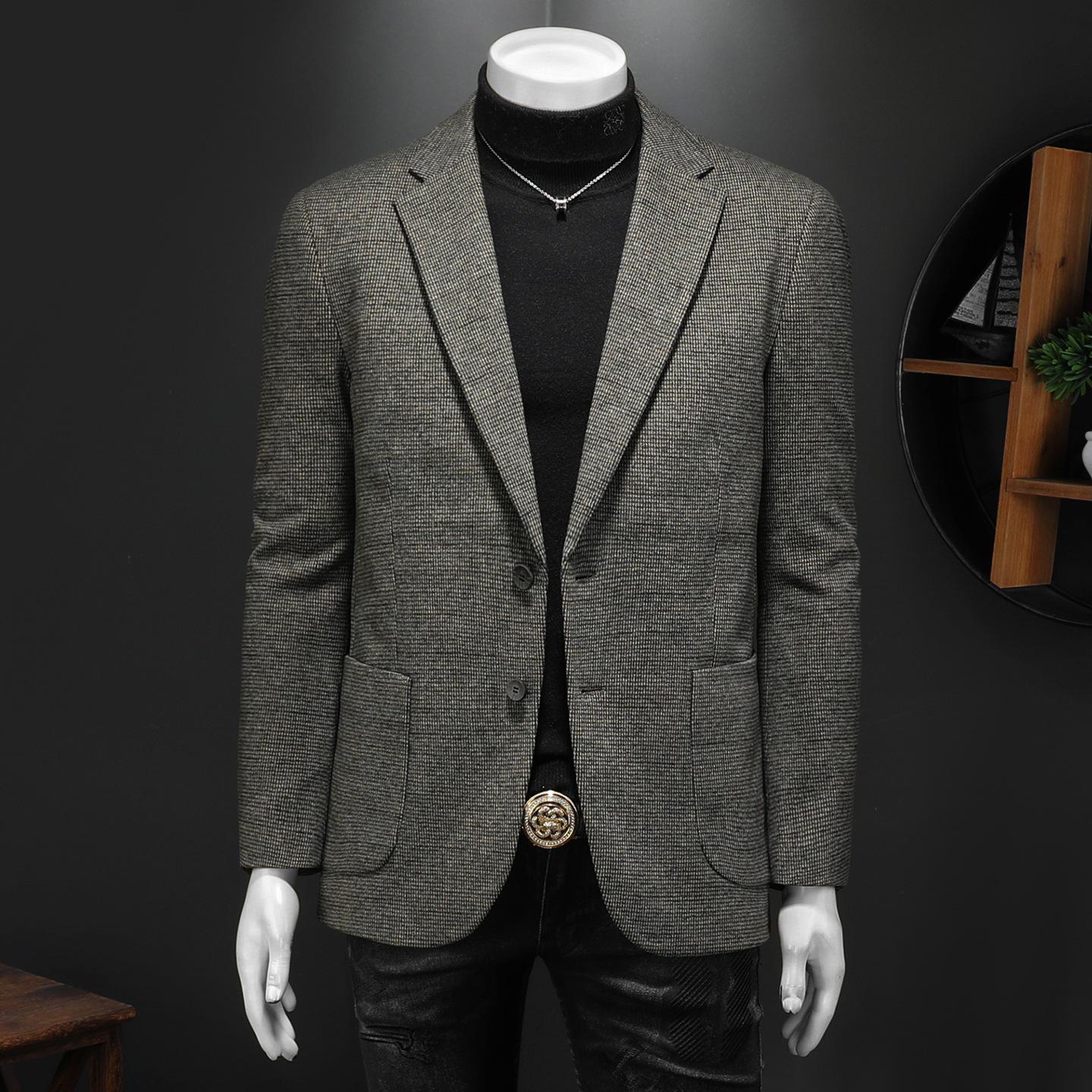 Мужская европейская роскошная приталенная клетчатая пуховая куртка-костюм 3X Large