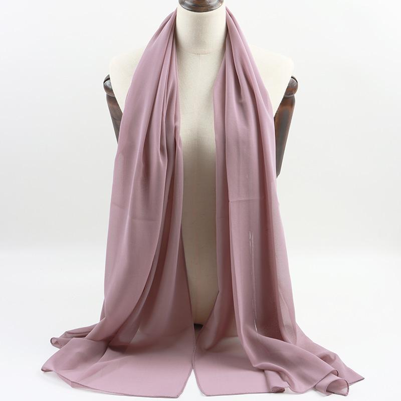 Fashion Pearl Chiffon Hijab Shawls Of Muslim Women Solid Color Head Wraps Scarf For Ladies