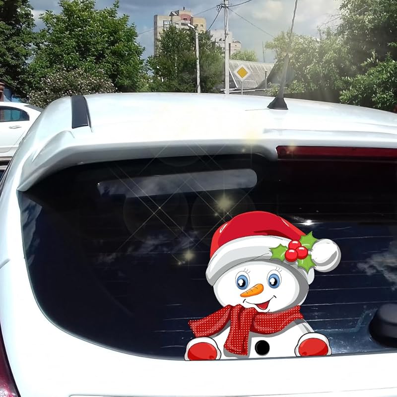 Christmas Decor Elf Peeking Sticker, Car Window Decals Vinyl Waterproof Stickers for Cars Truck SUV Laptop Bumper Car Stickers and Decals (Elf)