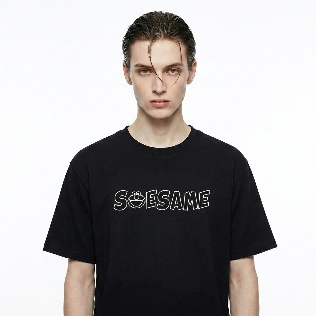 Minimalist Sesame Street Tee | Unisex Soft Cotton Short Sleeve M чёрный