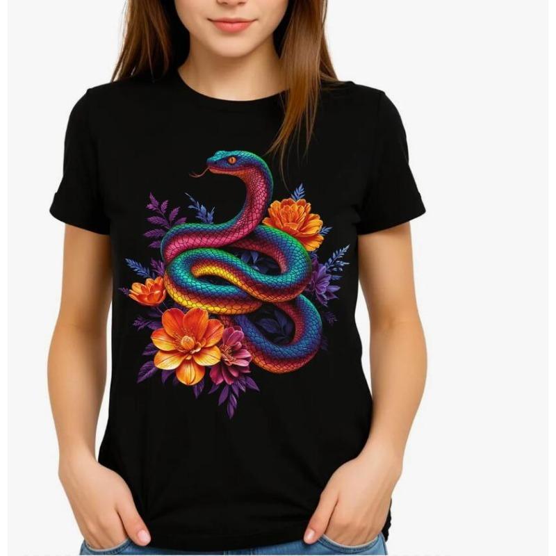 Fashion Men's 3D Print Snake T-Shirt Casual Short Sleeve Crew Round-Neck Tee Men's Clothing Outdoor T-Shirts Tops Summer