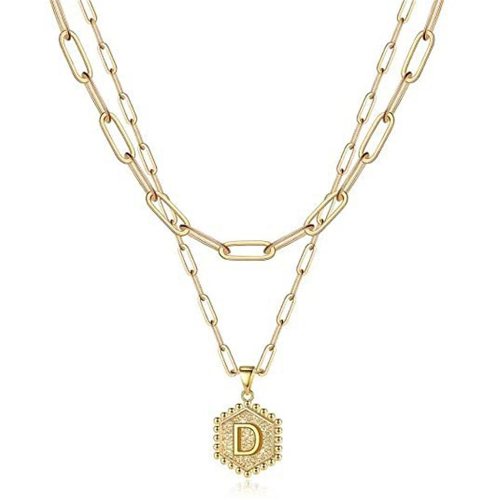 Gold Layering Paperclip Chain Necklace Adjustable Initial Necklace Jewelry