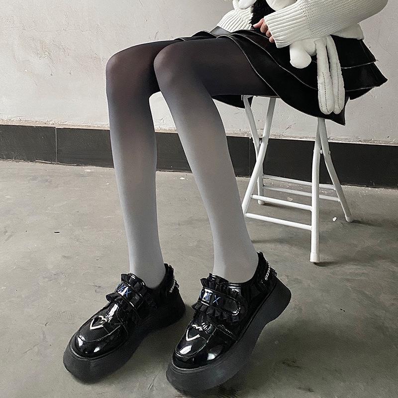 

«Черно-белые градиентные колготки — японский бархат, радужные, прозрачные женские носки» Closed Crotch серый