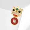 New Lion Dance Brooch Exquisite High-end Festive Chinese Style Guochao Gold Coin Accessories Pin Red High-end Corsage