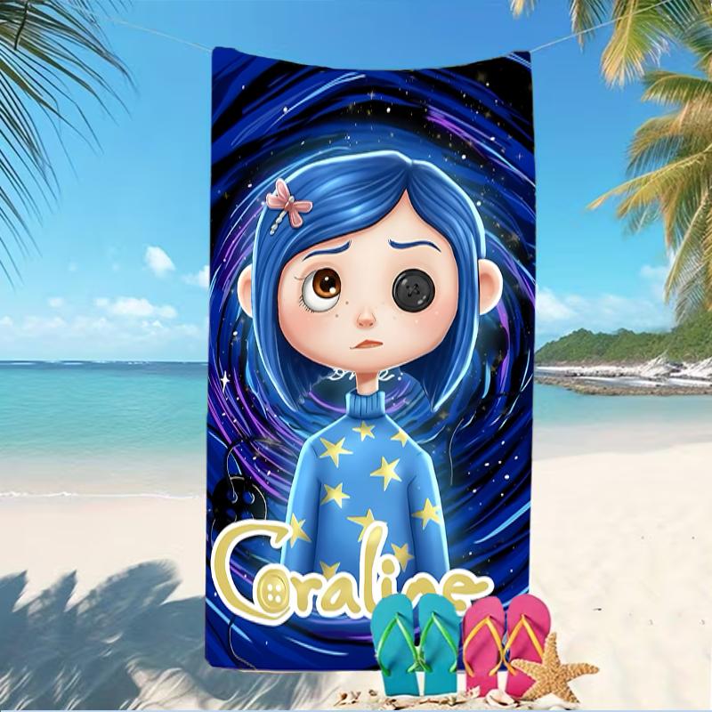 Beach Towel with Coraline Pattern - Soft,absorbent,machine Washable Lightweight&Modern,swimming,Travel Essentials