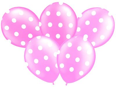 Polka Dot Balloons 14" Pink, 5 Pcs.