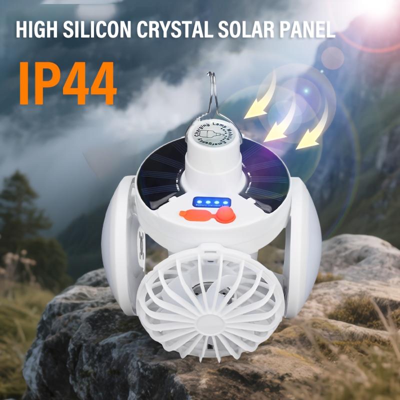 Adjustable Solar Camping Barbecue Fan Light 2-in-1 Multifunctional Hanging Tent Light Portable Suitable for Camping, Hiking, Outdoor Activities