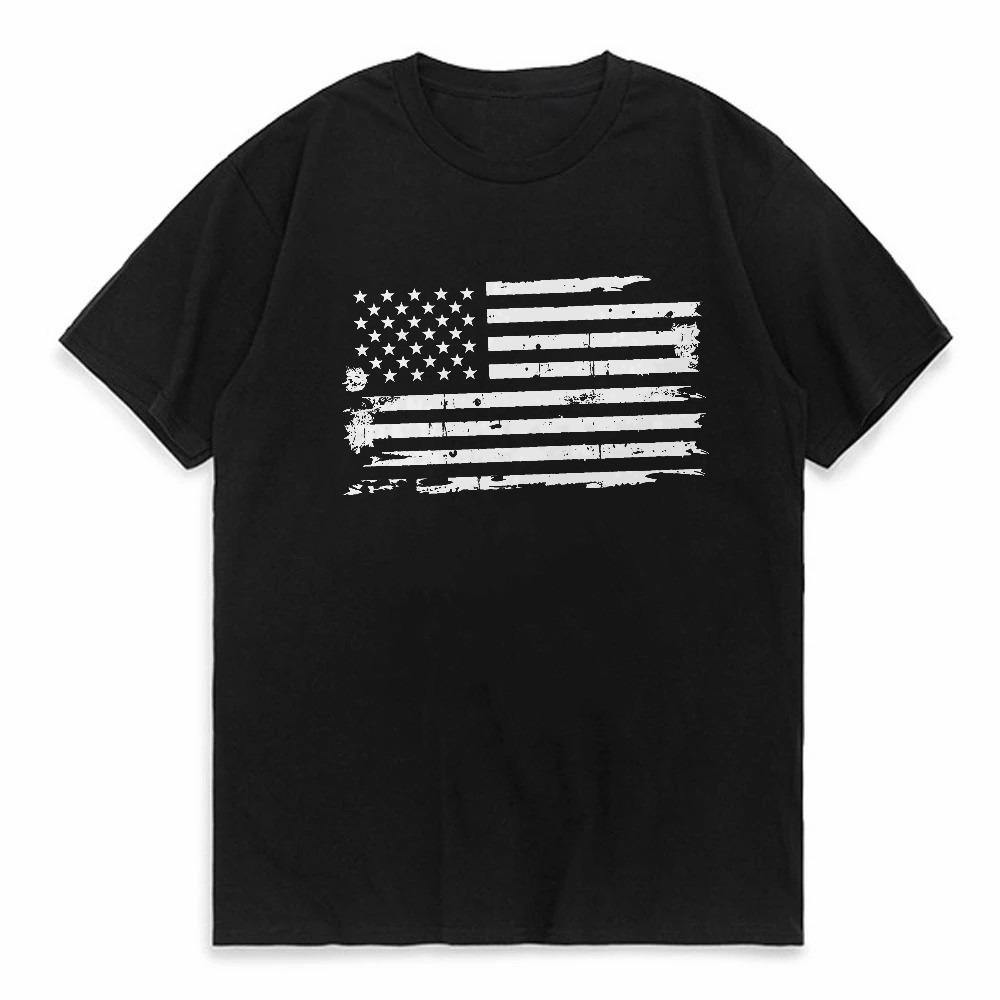 Koszulka z nadrukiem flagi USA Męska Koszulka Okrągły dekolt Krótki rękaw T-shirt Letni Codzienny Retro Streetwear koszulki koszulka w stylu sportowym