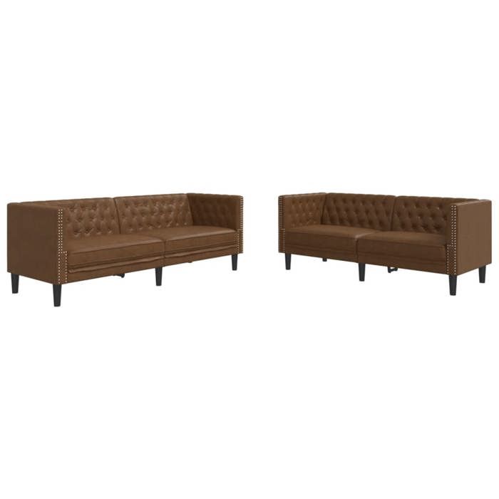 VidaXL Chesterfield 2-piece Sofa Set Brown Faux Suede, Sofa, Sofa Seat, Recliner Sofa, Comfort Sofa, 3209280