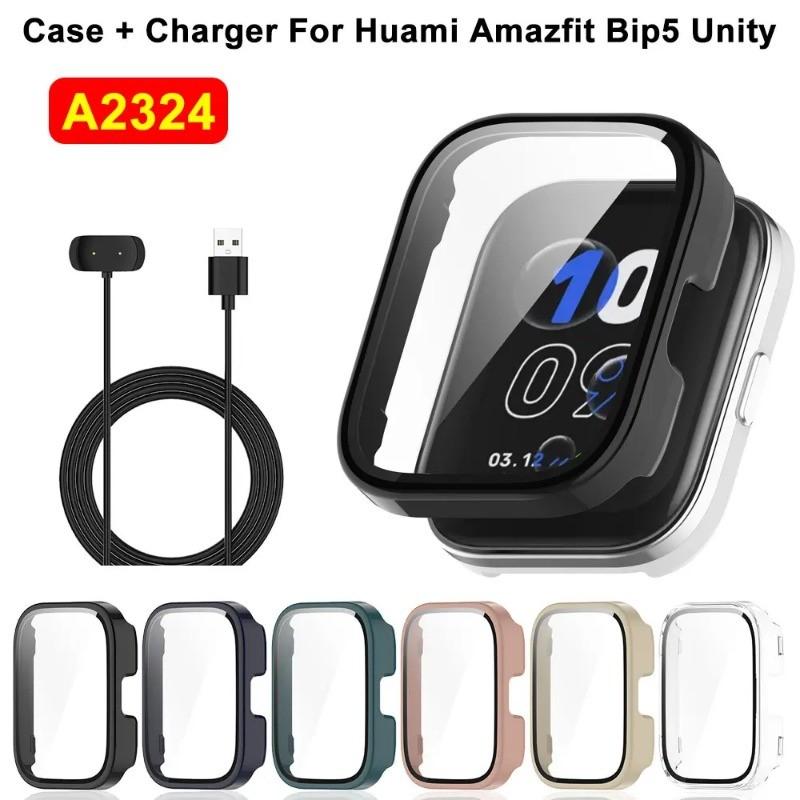 

Полный защитный чехол для ПК Huami Amazfit Bip 5 Unity A2324 Bip 5 Защитные чехлы Чехол + пластиковая пленка Прозрачный комплект кабелей для зарядки часов Amazfit Bip 5