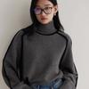 Maglione Dolcevita Autunno Inverno Donna Lavorato a Maglia Patchwork Morbido Caldo Spesso Casual Top