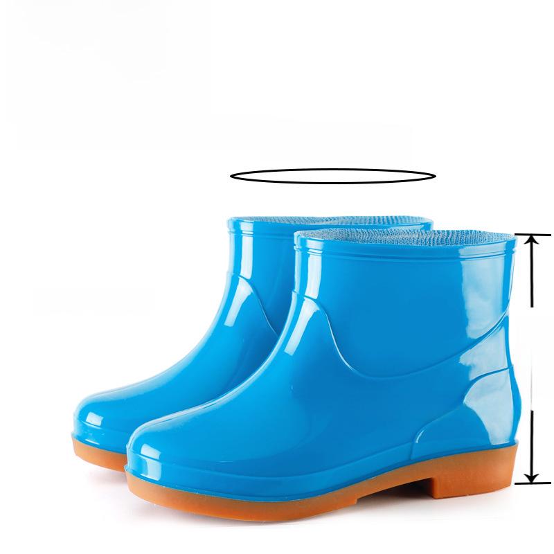Women's Double Back Low Tube Non-Slip Rain Boots - Waterproof, Fashionable, Warm Cotton Lining, Ideal for Kitchen and Work.