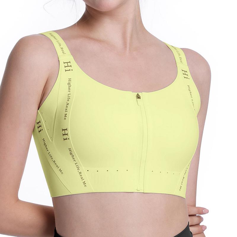 Front Zip Seamless High-Impact Fixed-Cup Sports Bra for Yoga and Fitness