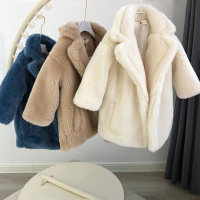 Children's Winter Boys and Girls Imitation Fur Baby Coat Mid-length Thick Sheep Shearing Coat Foreign Style Cotton Coat