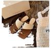 Holiday Wind Metal Pinch Temperament Square Head Grass Woven Cover Toe Cool Slippers Female Summer