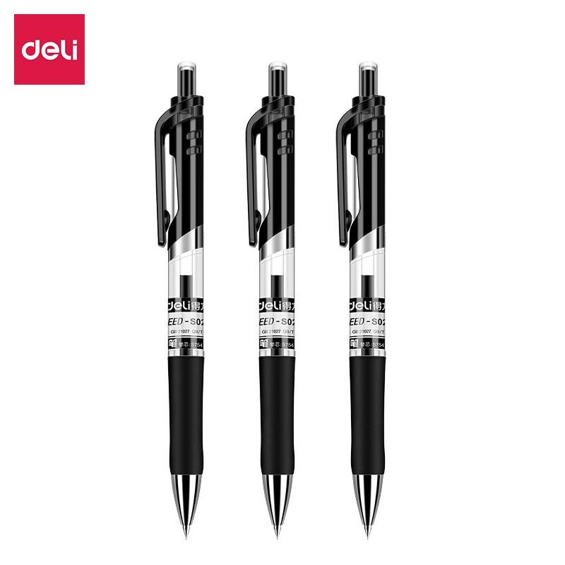 Deli S02 0.7mm Ret retractable Black Gel Pen (96 Count)