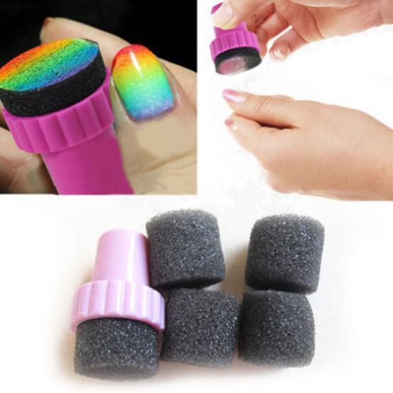 1set Nail Art Sponge Stamp Stamping Polish Template Transfer Manicure DIY