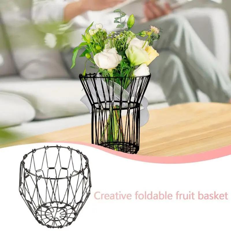Fruit Basket Transformable Foldable Metal Veggie Basket Multi-functional Large Capacity Creative Fruit Basket for Interior
