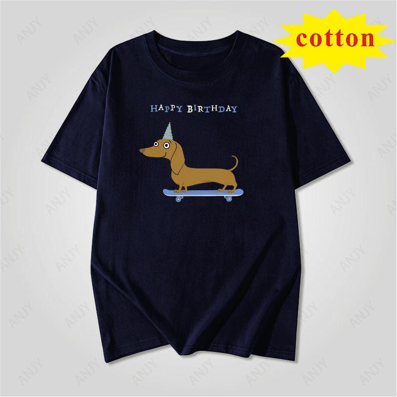 Fun Skateboarding Sausage Dog Printed Short Sleeved Tshirt With Funny Dog Pattern Unisex Casual Top