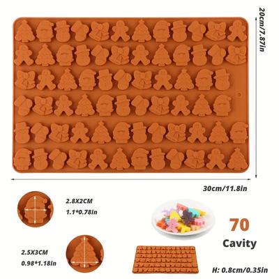 Weihnachten Silikonformen 72-Kammer Mini-Formen geformt mit Weihnachtsbaum Weihnachtsmann Lebkuchenmann Glockenförmige Backform