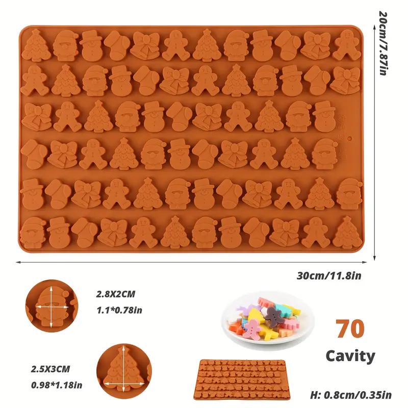 Christmas Silicone Molds 72-Cavity Mini Molds Shaped with Christmas Tree Santa Claus Gingerbread Man Bell Shaped Baking Mold