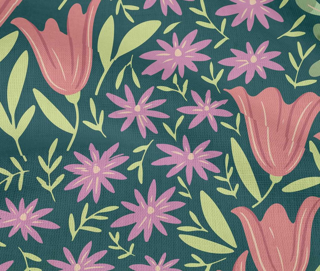oneOone Cotton Flex Dark Teal Green Fabric Leaves & Floral Quilting Supplies Print Sewing Fabric By The Yard 40 Inch