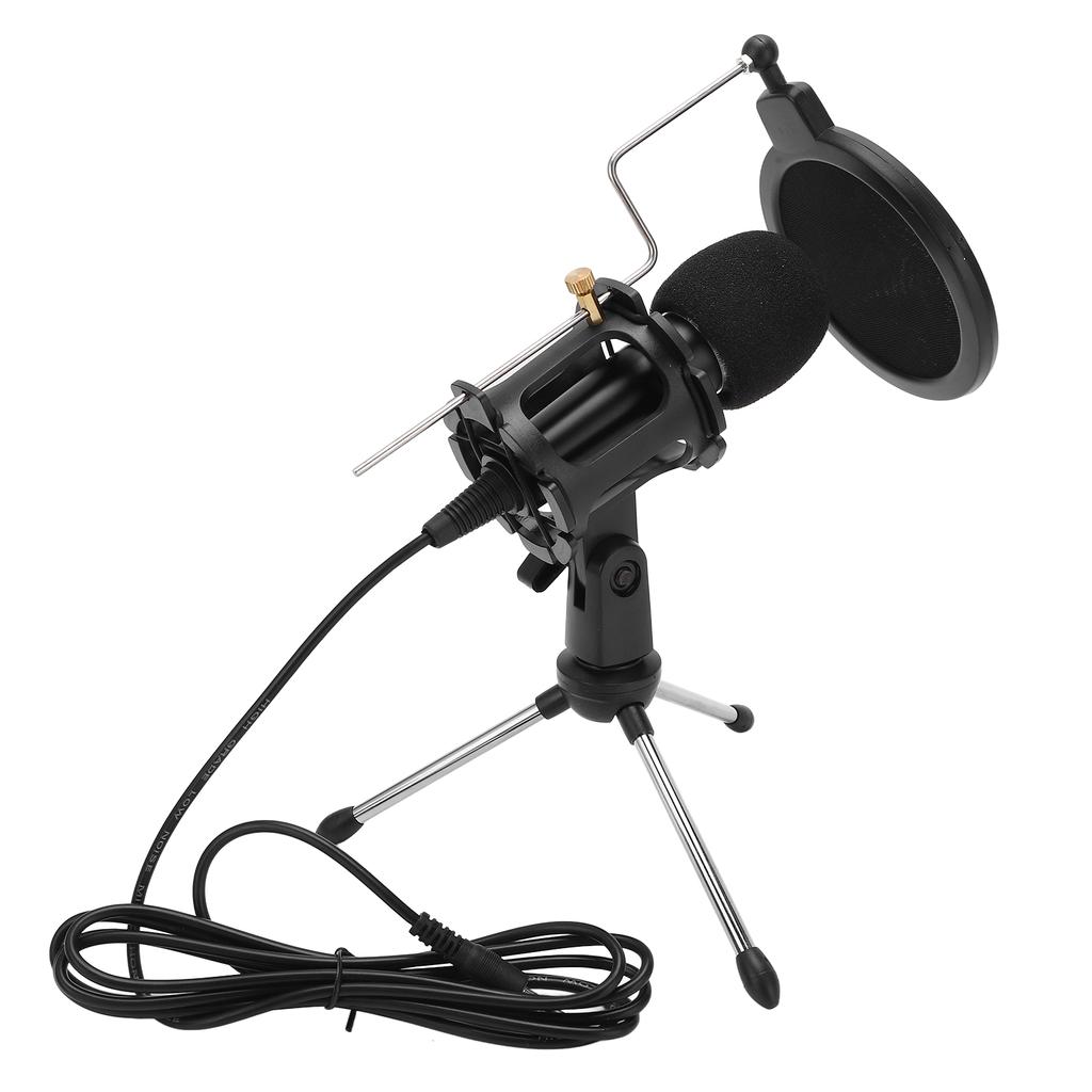 USB Computer Microphone Cardioid Condenser Mic Kit with Foldable Tripod for Studio Recording