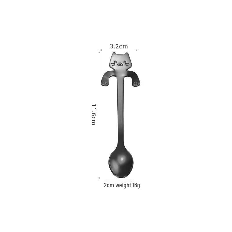 Cute Cartoon Cat 304 Stainless Steel Hanging Coffee & Dessert Spoon