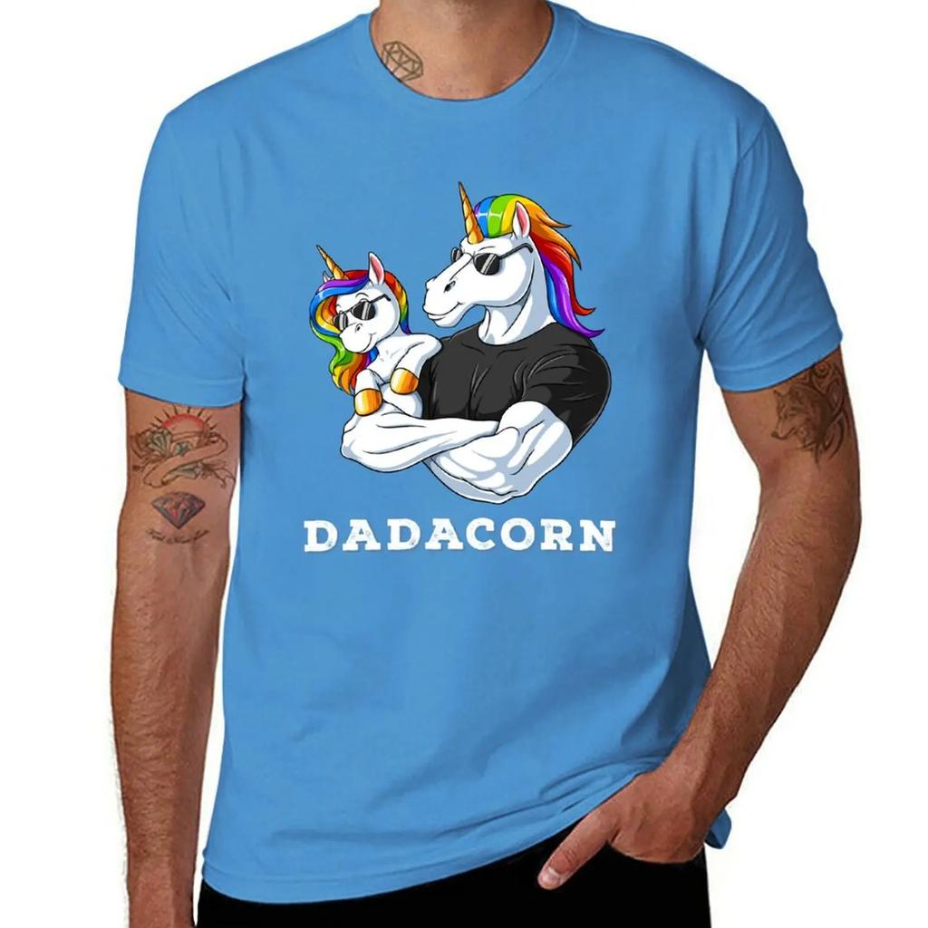Dadacorn Einhorn Papa und Baby Mädchen Geburtstag Prinzessin Vatertag Tochter T-Shirt Anime Kleidung Herren T-Shirts Freizeit Stilvoll