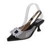 Fashion Women's Baotou Sandals Fall New Temperament Pointed Head Rhinestone Shallow Mouth One Word Buckle Single Shoes