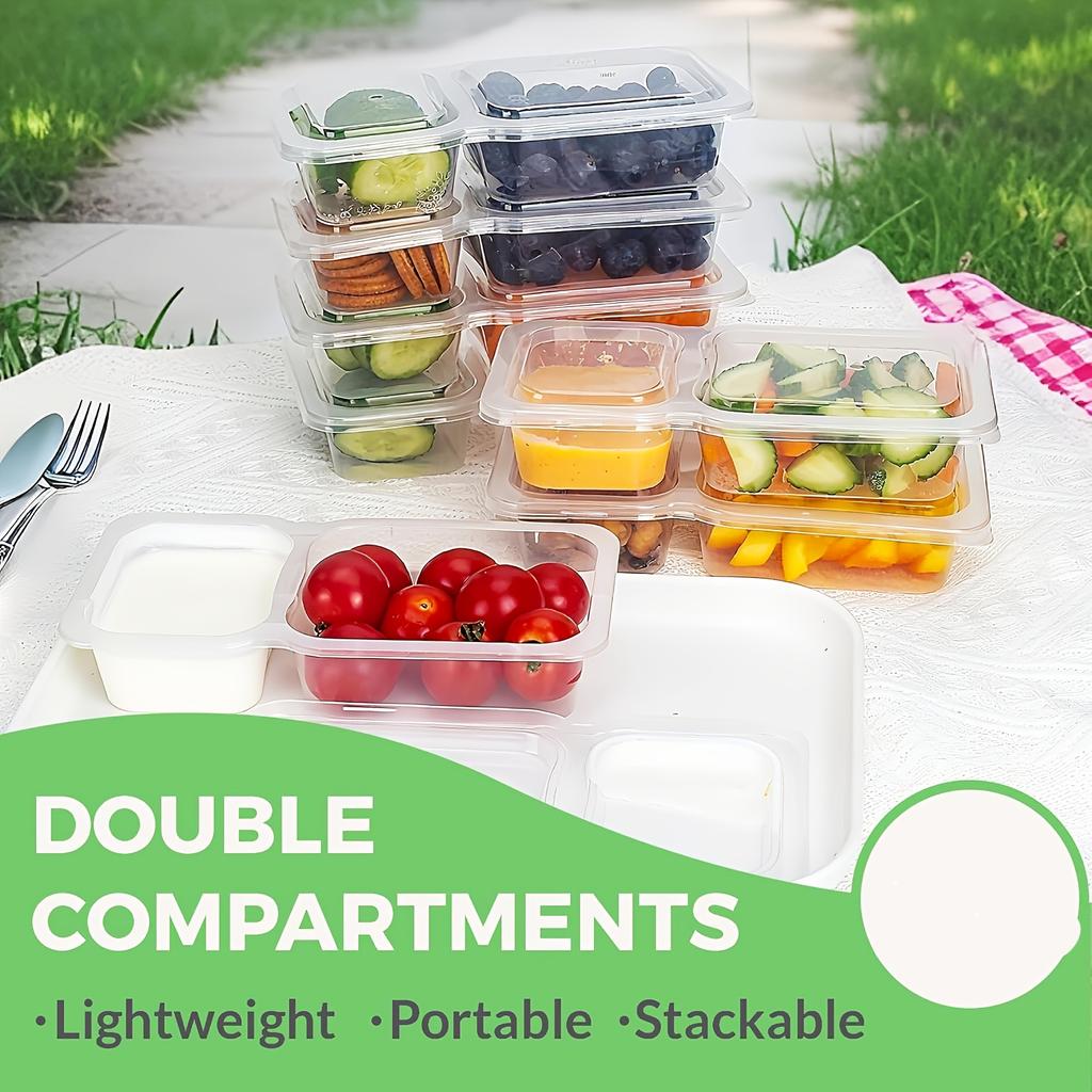 20Pcs Disposable Compartment Food Containers Plastic Meal Prep Containers Fruit Packing Boxes Clear Portion Sauce Cups With Attached Lids