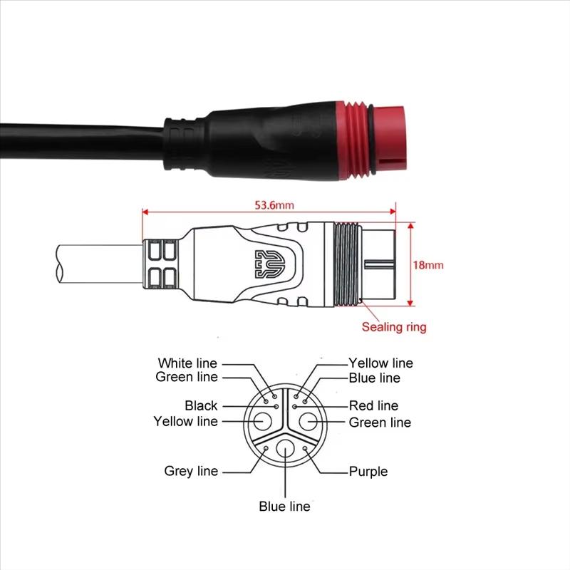 Julet 11pinový prodlužovací kabel Kompatibilní s BAFANG G062 G060 G090 E-kolo 750W/1000W Fat Hub Motor