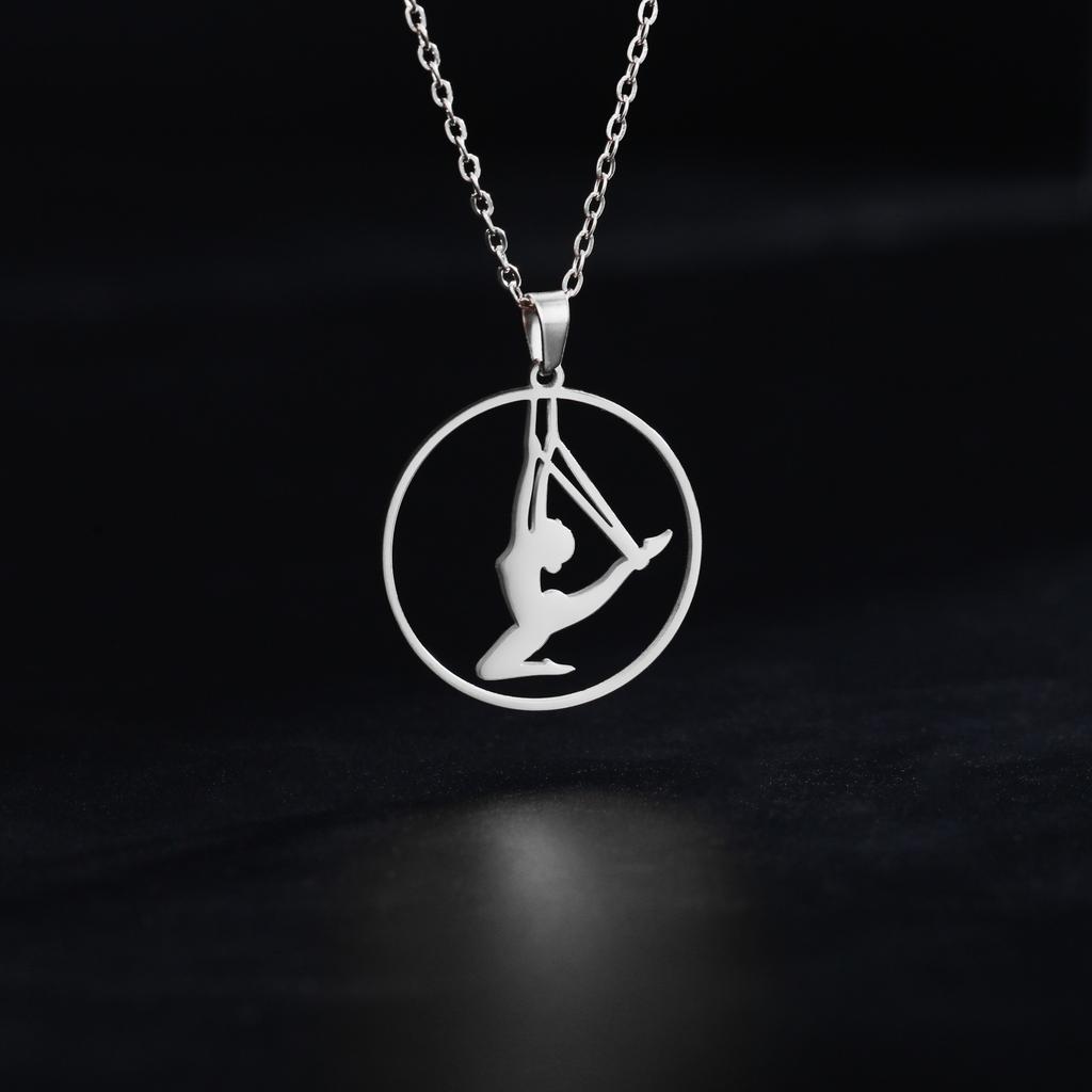 Unift Edelstahl Sport Damen Halskette Läuferin Rhythmische Gymnastik Mädchen Silhouette Anhänger Mode Geburtstag Schmuck Großhandel