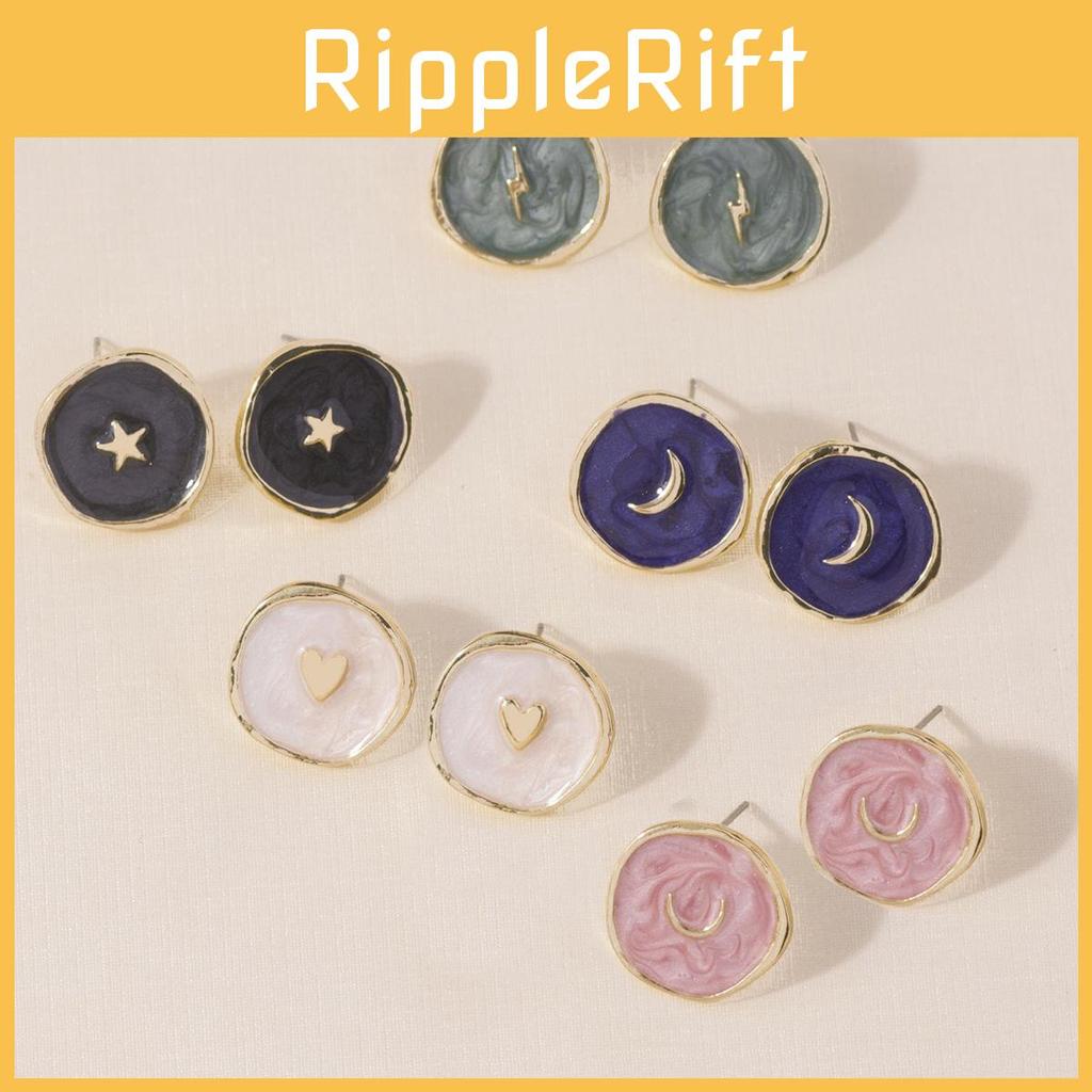 Versatile Heart Geometric Moon Star Earrings For Women In Colors Multiple