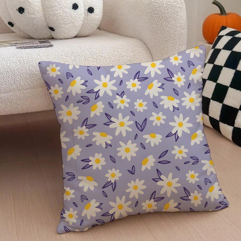 Full Print Floral Print Pattern Art Cushion Cover Throw Pillow Cover Hidden Button Durable Polyester Chair Cushion