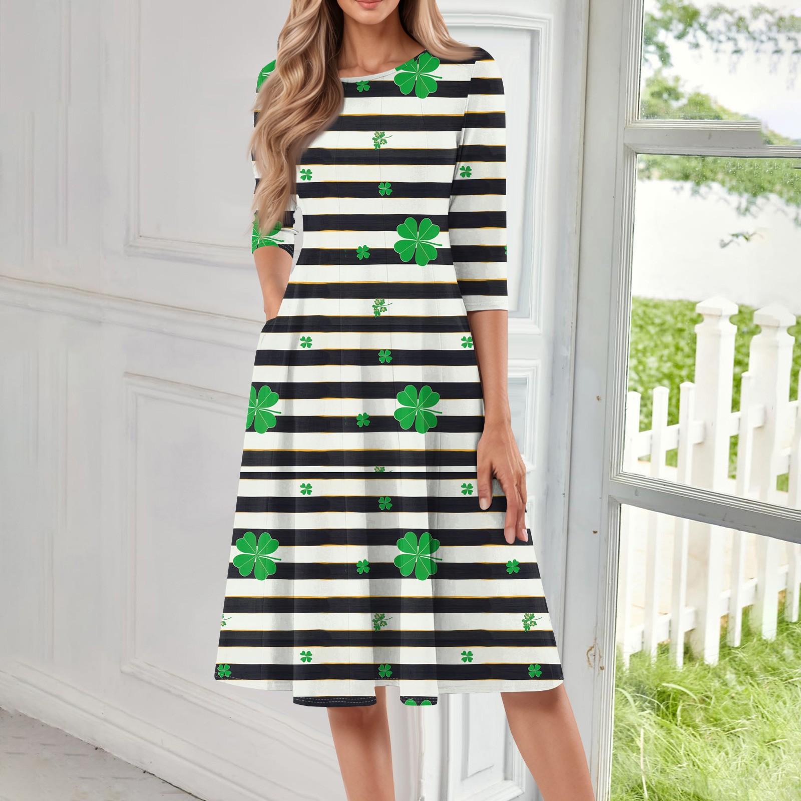 

Женское модное повседневное платье средней длины с круглым вырезом и рукавом семь четвертей XL белый