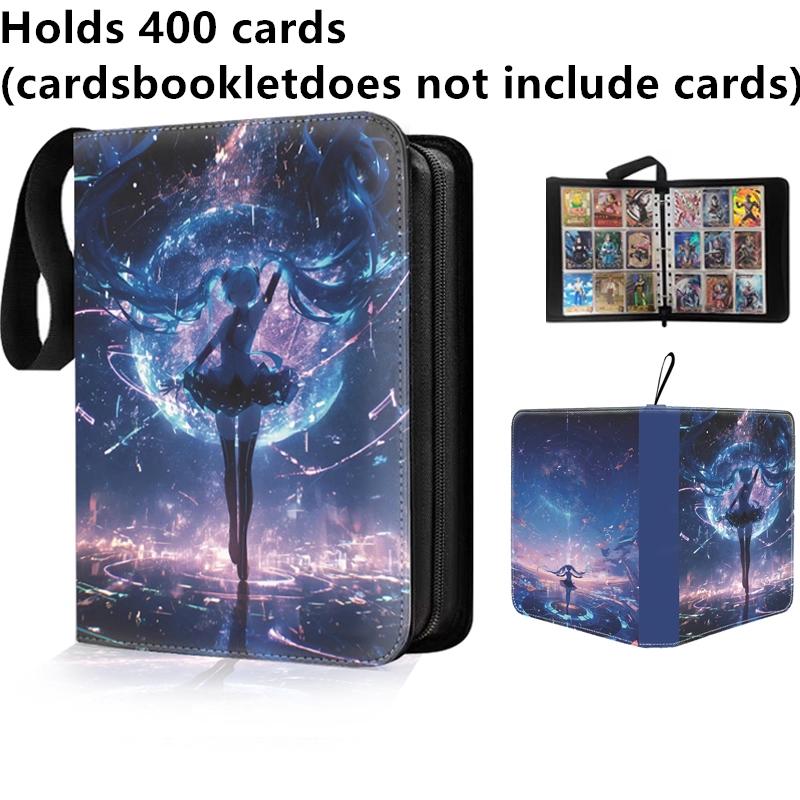 Hatsune Miku 400pcs/900pcs Card Album Book Folder 4/9 Card Slots Collections Zipper Double Pocket Zipper Card Binder Holder