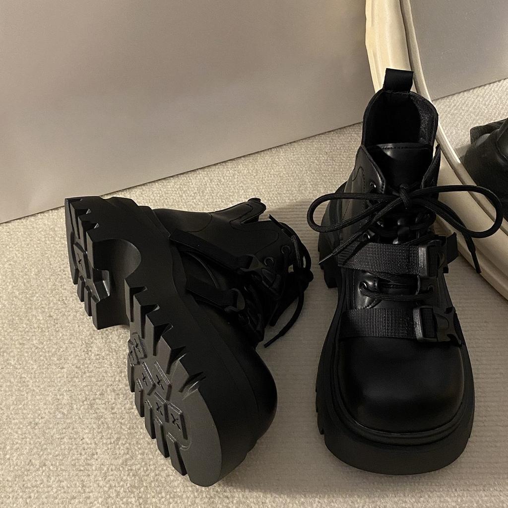 British style round head women's short boots 2025 autumn and winter new fashion thick-soled comfortable casual Martin boots women