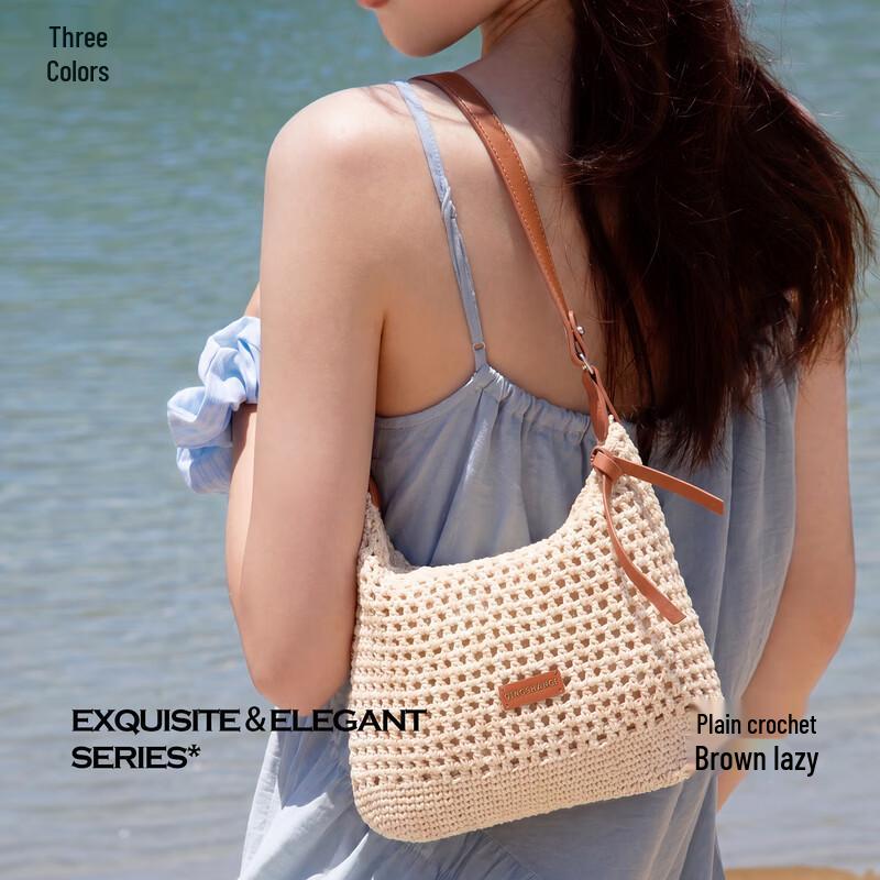 Sancai 2026 Crochet Tote Bag with Leather Strap One Size