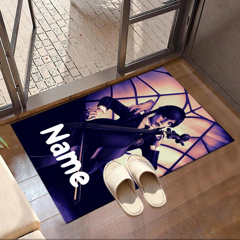 Custom Name Personalized Wednesday Print Carpet, Versatile Home Decor Rug, for Playroom, Apartment, Balcony, Entryway, Hallway Gift