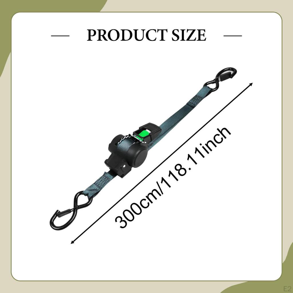 Fita de catraca retrátil automática premium com ganchos em S para camping e motocicletas.