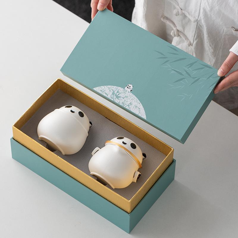 Light Luxury Panda Travel Tea Set, One Pot, Three Cups of Kuaike Cup, High-end Kung Fu Tea Set Gift Box, Business Gift Accompaniment