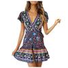 V-neck Sexy Tight-fitting Ruffle Dress Bohemian Small Fresh Print Dress