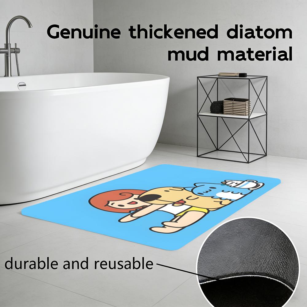 Anime C-capoo Floor Mat Diatomite Bath Mat, Quick Dry Absorbent Non-Slip Door Mat