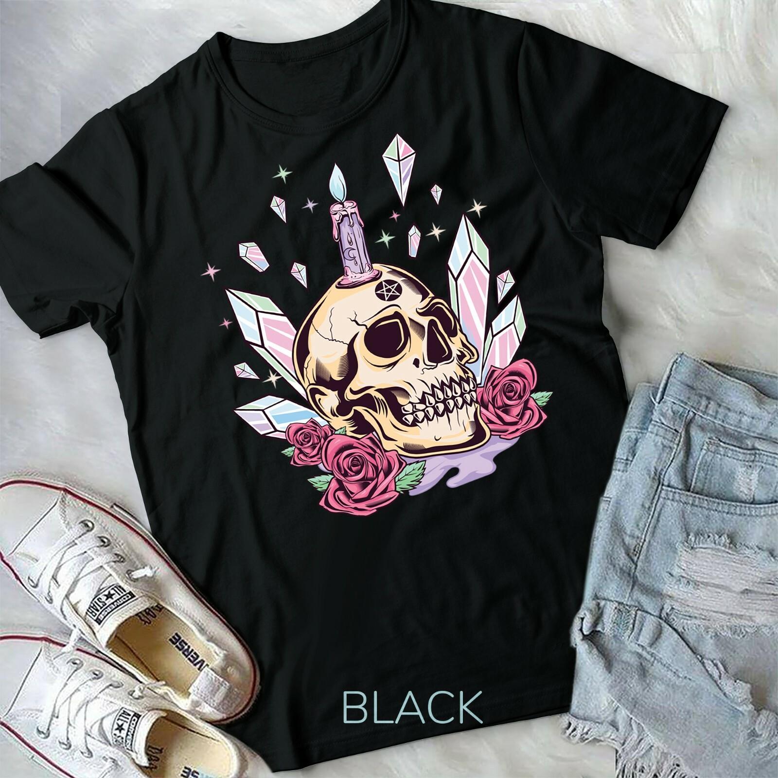 Pastel Goth Cute Creepy Skull Wiccan Kawaii Menhera Witchy Unisex Form T-shirt XXXL