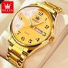 OLEVS Business Mens Watches Top Brand Luxury Stainless Steel Waterproof Gold Quartz Watch for Men Date Week Fashion Wristwatch