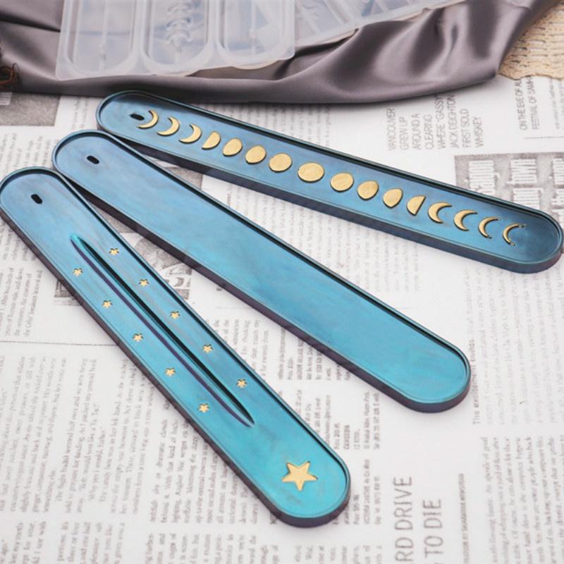 DIY Resin Epoxy Crystal Epoxy Mirror Silicone Moon Phase Star Incense Line Board Plug Silicone Mold Incense Box